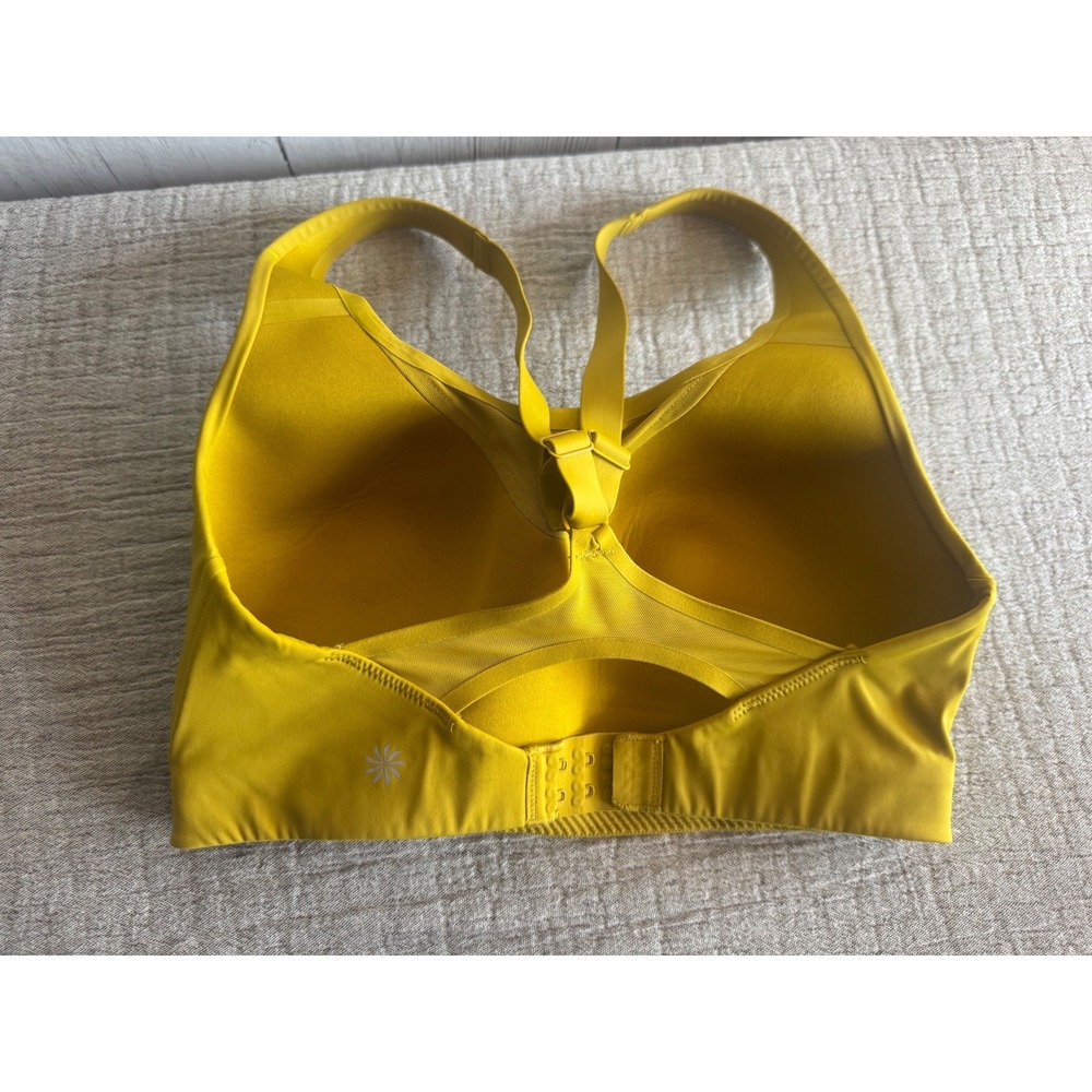 Athleta Advance Bra High Impact Sports Bra Yellow 32DD Molded Cups Racerback - Picture 2 of 3